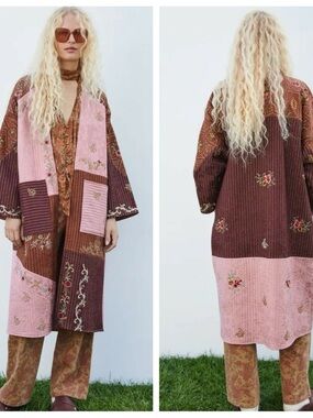 *RARE* Limited Edition ZARA embroidered patchwork kimono